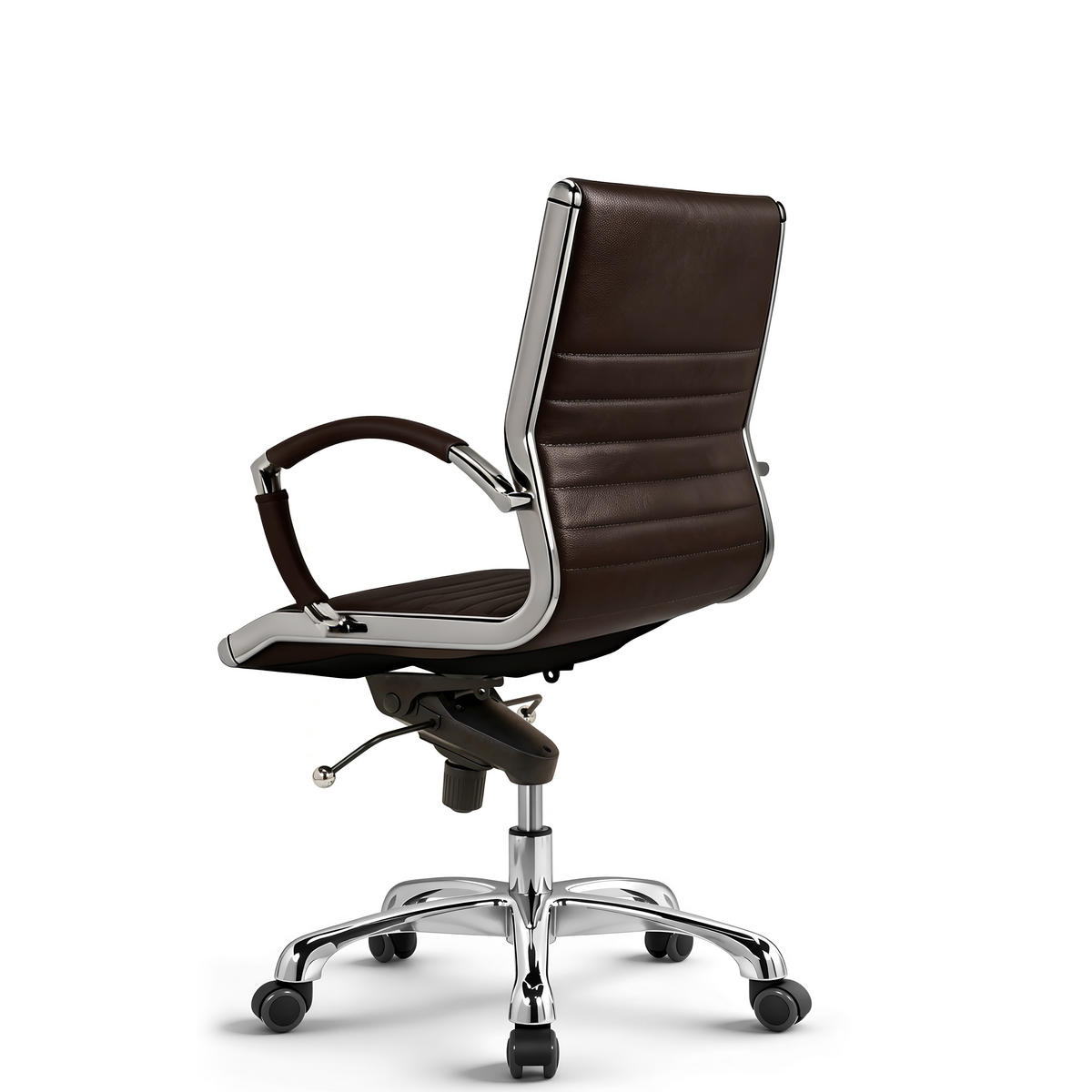 DREHSTUHL Montreal Echtleder Braun – ergonomisch, 150 kg belastbar, Sitzhöhe 46-54cm - Braun, Leder/Metall (60/97/60cm) - Versee