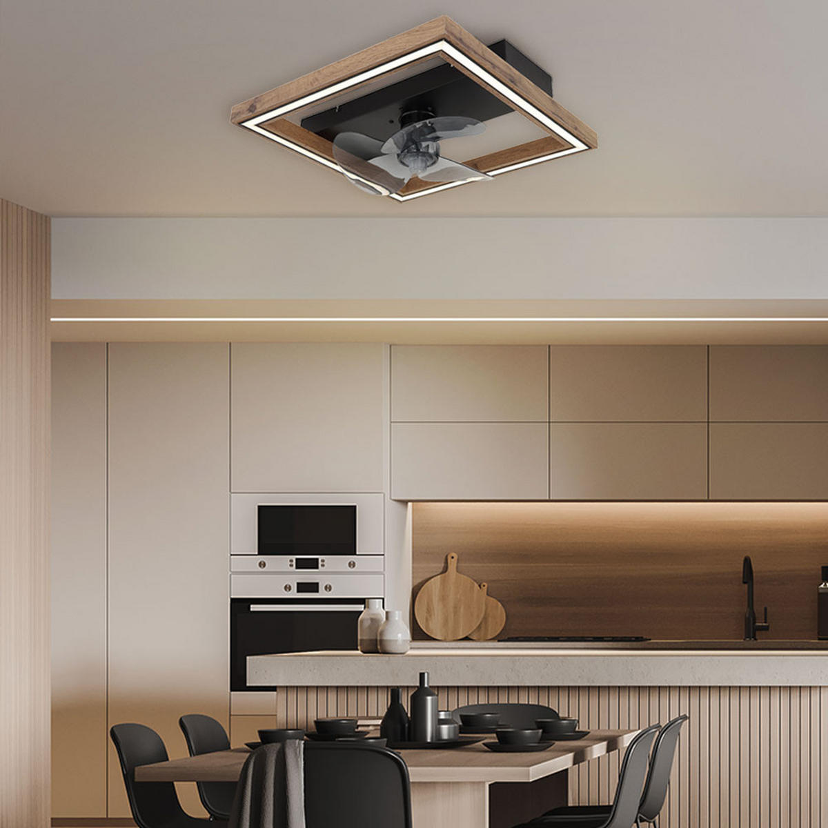 LED DECKENLEUCHTE Celinata Braun Holzoptik - Braun, Metall (44/44/13.5cm) - Globo Lighting