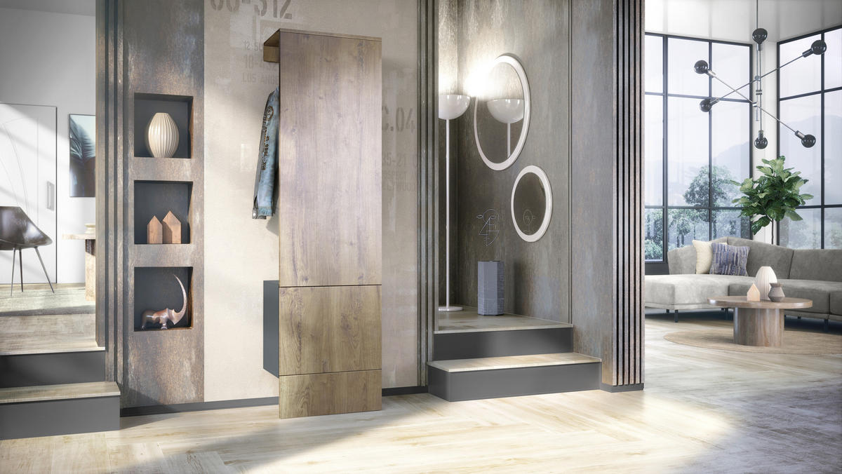GARDEROBE Carlton Paneel in Eiche Ribbeck - Alteiche, Holzwerkstoff (52/193/35cm) - Vladon