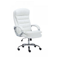 CHEFSESSEL Lederlook weiß - Chromfarben/Weiß, Textil/Metall (68/116/77cm) - CLP
