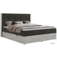 BOXSPRINGOVÁ POSTEĽ ALNOR 200/200 Tmavosivá Samet - Topper T25 - H3 (stredne tvrdý) - čierna/antracitová, textil/plast (200/200cm) - MKS