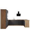 ECKKÜCHE 210 × 320 ×150 cm - Langen K103-M680 - in Grau / Matt - Schwarz/Grau, Holz/Holzwerkstoff (320/212/210cm)