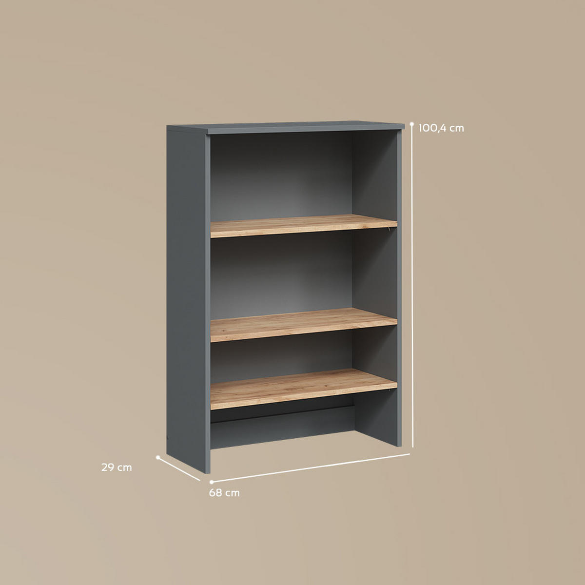 WASCHMASCHINENSCHRANK Paolina Anthrazit/Goldkraft Eiche 68 x 100.4 cm mit offenen Regalen - Anthrazit/Eiche Wotan, Holzwerkstoff (68/100.4/29cm) - Livinity®