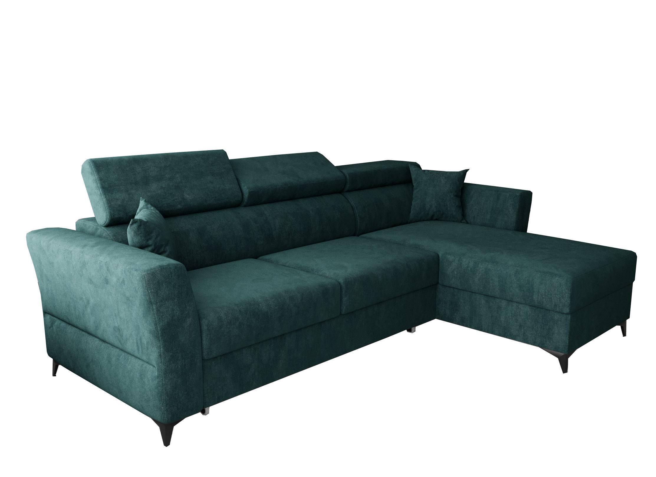 ECKSOFA L Form Ribella Türkis 265/180/100 cm Rechts mit Schlaffunktion - Türkis/Schwarz, Textil/Metall (265/180cm) - AX Living