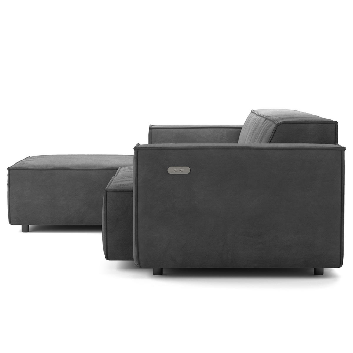 ECKSOFA mit Longchair - Schwarz/Grau, Kunststoff/Textil (260/177cm) - home24