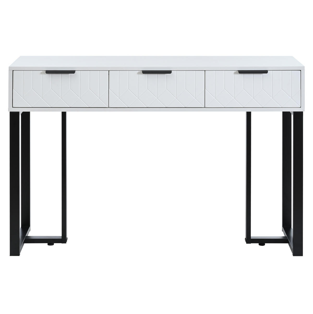 KONZOLNI stol crno-bijeli od MDF-a s ladicama i podesivim nožicama - crna, drvni materijal (120/36/80cm) - OKWISH