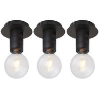 DECKENLEUCHTE Alu Schwarz 3er Set - Schwarz, Metall (15/15/11cm) - Globo Lighting