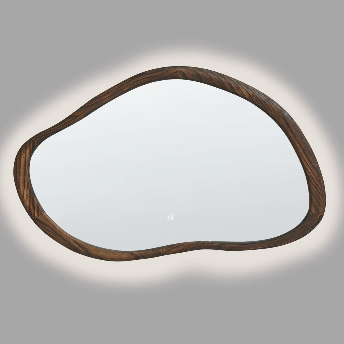 OGLINDĂ DE BAIE CU LED 93/60 cm maro închisă Mancey - maro/argintiu, sticlă (93/60/3cm) - Beliani