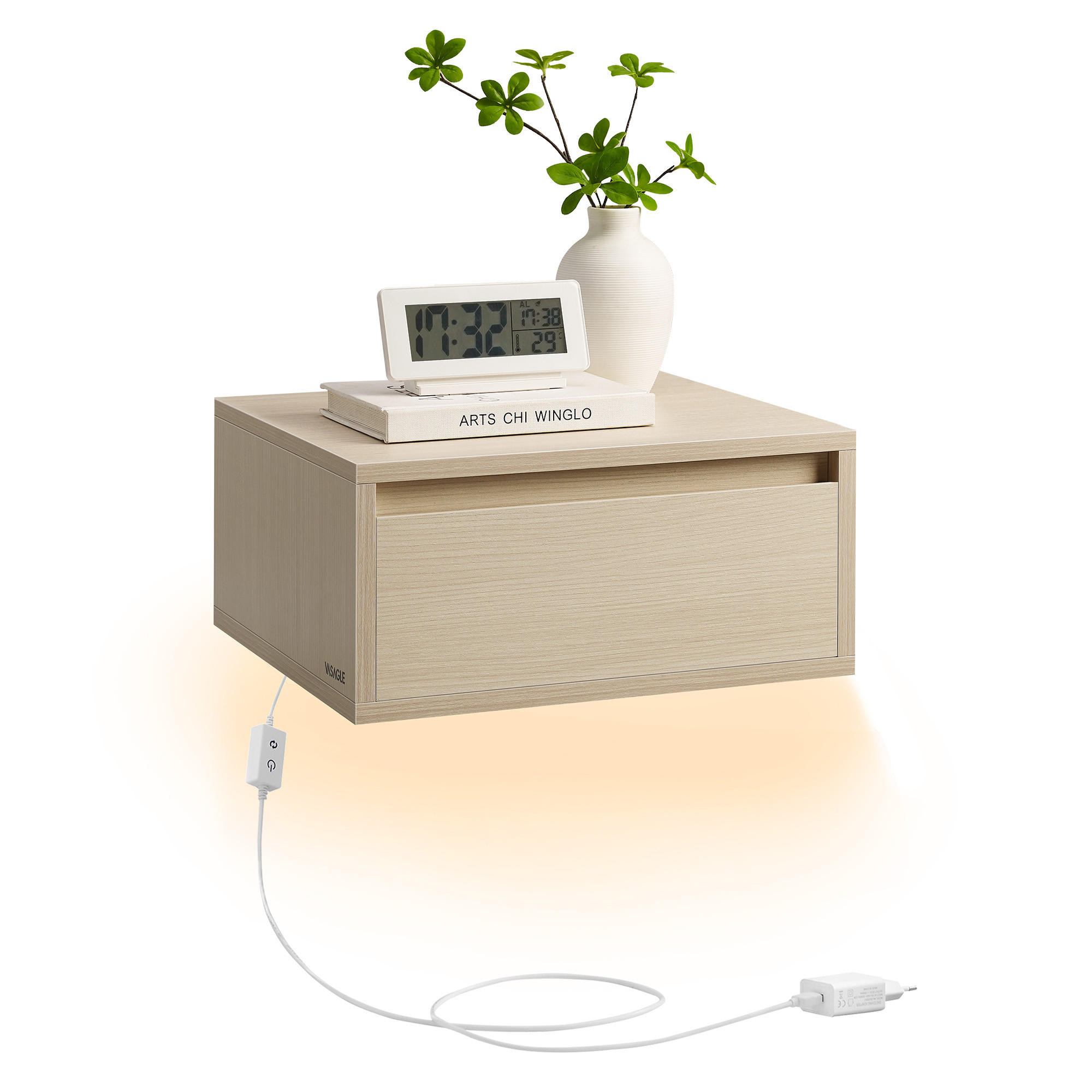 NACHTTISCH Kate - Beige, Holzwerkstoff (35/19/40cm) - VASAGLE