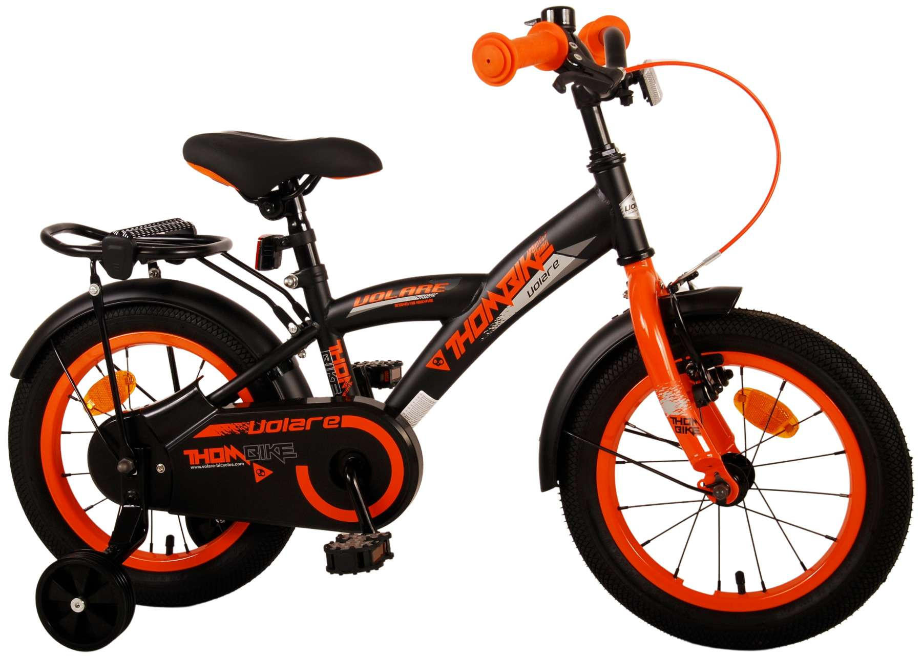 KINDERFAHRRAD Thornbike - Jungen - 14 Zoll - Rücktritt + Handbremse - Schwarz/Orange - Schwarz/Orange, Metall (46cm) - TPFSports