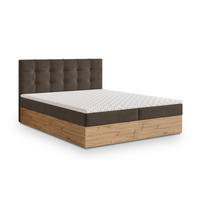BOXBETT MOLVEN 140x200 cm mit Matratze und Topper - Braun - Braun, Holz (140/200cm) - MASSENO