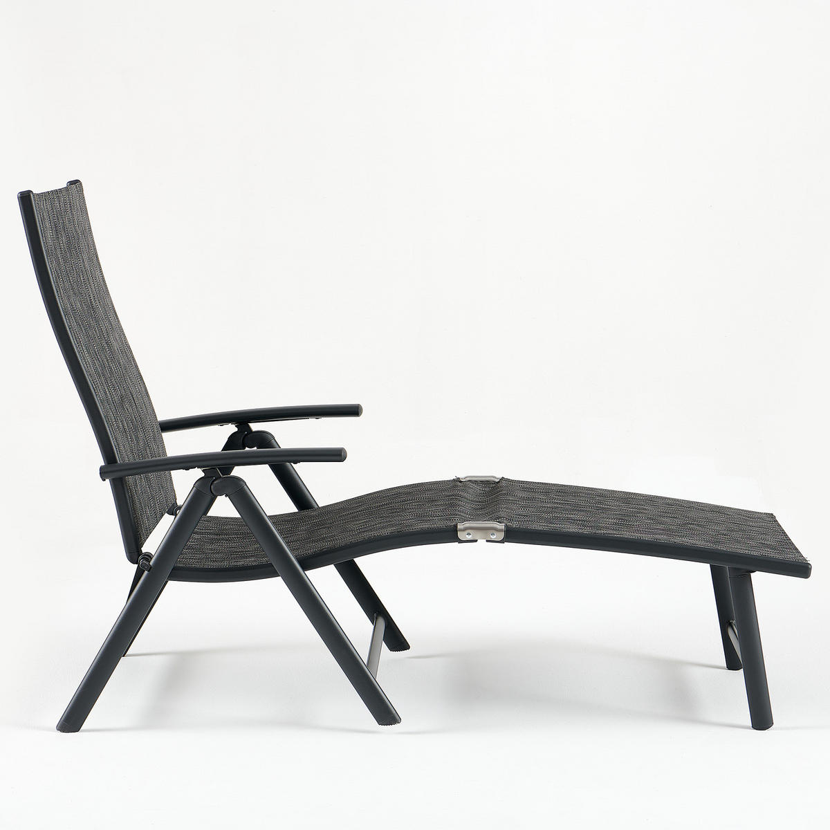 GARTENLIEGE - Aluminium / Textilene - Grau - Grau, Textil/Metall (61/94/180cm) - home24