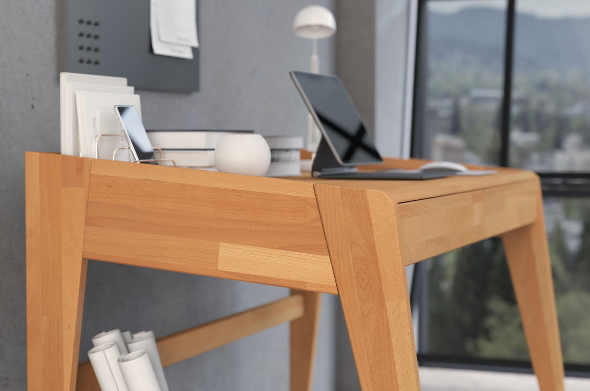 SCHREIBTISCH Lisa, 125/70/81 cm in Naturfarben, Buchenholz - Buchefarben, Holz/Buchenholz (70/125/81cm) - Visby