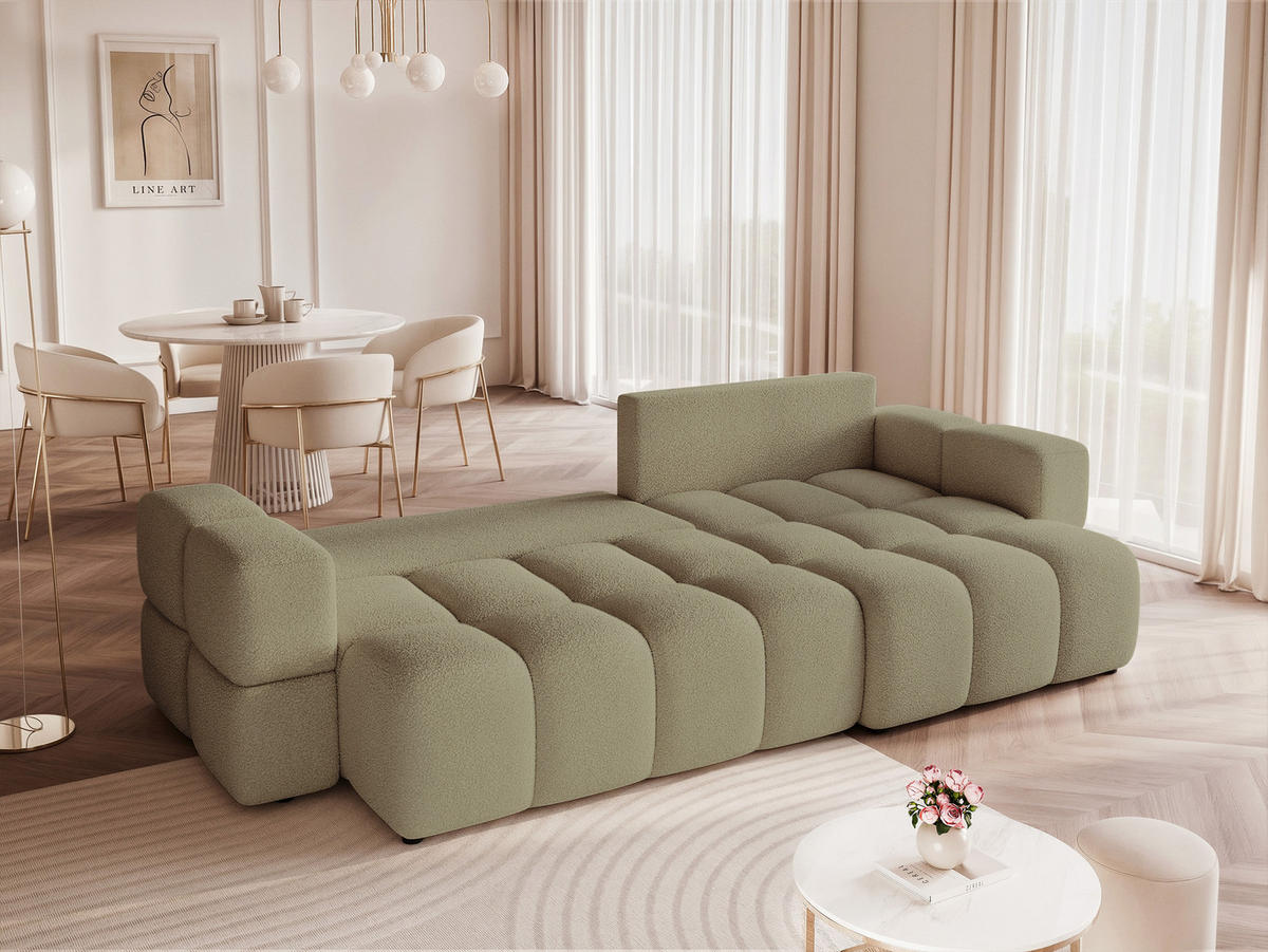 ECKSOFA BUENO mit Schlaffunktion und Bettkasten Grün - Grün, Holzwerkstoff/Kunststoff (280/148cm) - Idohome