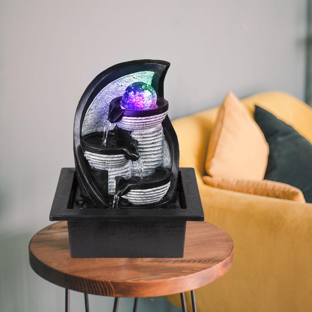 LED TISCHLEUCHTE Albert Grau Steinoptik - Grau, Kunststoff (21/17.5/25.5cm) - Globo Lighting