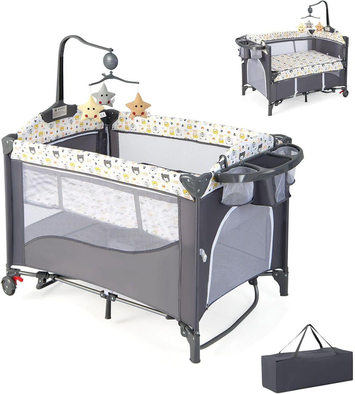 BABYBETT beistellbett Blau - Blau, Metall - COSTWAY