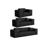 SOFASET Chantal - Schwarz, Holzwerkstoff/Textil (251/78/96cm) - Fun Möbel