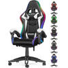 GAMINGSTUHL Schwarz-Weiß Racing Ergonomisch mit LED-Licht - Weiß, Leder (29/59/79cm) - Rattrix