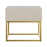 NACHTSCHRANK Veldio Graubeige mit goldenen Metallbeinen 50 cm - Greige/Goldfarben, Holzwerkstoff/Metall (50/44/35.6cm) - Selsey