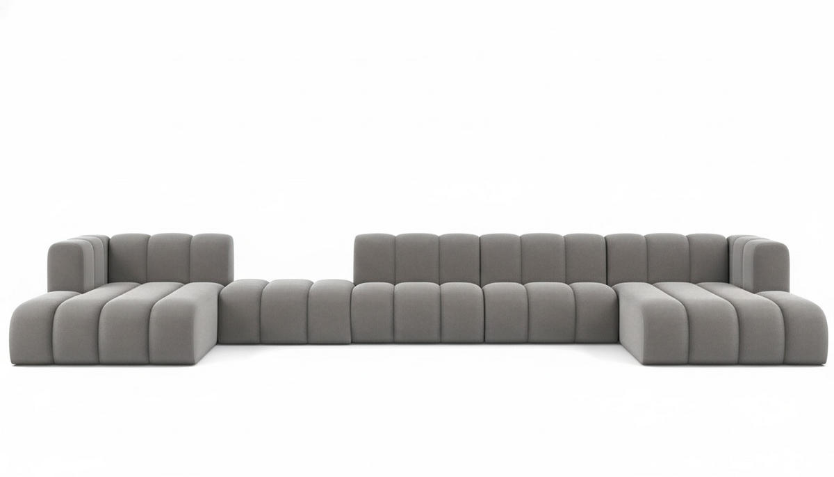 ECKSOFA U-Form Grand U Big XL 500 cm, Velourstoff Salvador, Grau - Grau, Holz (500/179cm) - Kaiser Möbel