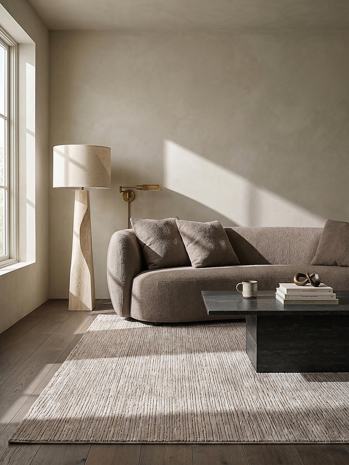 KURZFLORTEPPICH Streifen KASOS Polyester Beige 200 x 290 cm - Beige, Textil (200/290cm) - KADIMA DESIGN