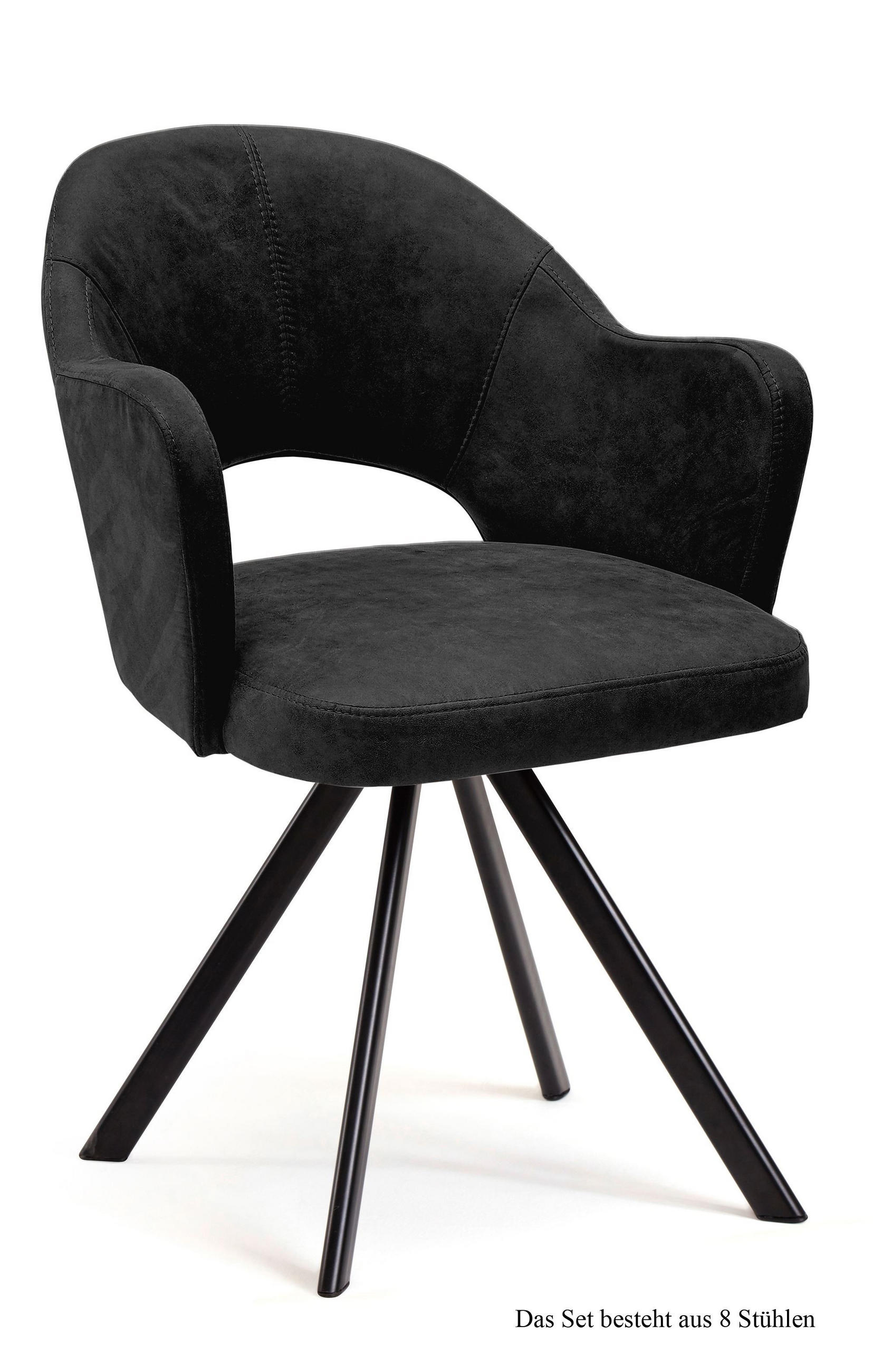 ARMLEHNSTUHL drehbar (8er-Set) Devon 59x87x61 Schwarz/Anthrazit - Anthrazit/Schwarz, Kunststoff (61/87/59cm) - 58aufmkessel
