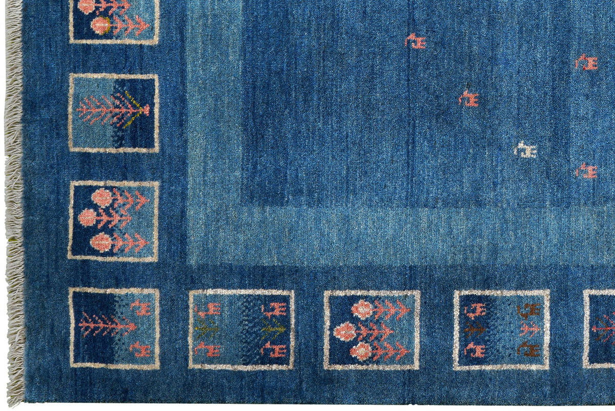 TEPPICH Rizbaf Blau 213/157 cm Schurwolle - Blau, Textil (157/213cm) - Looma