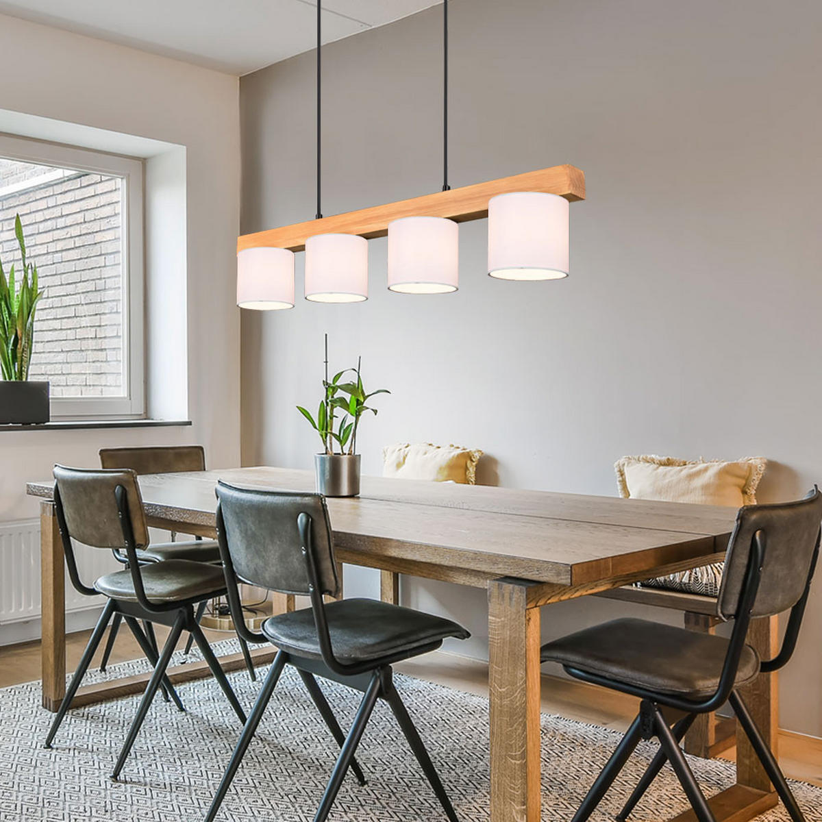 HÄNGELEUCHTE Cameron Holz Weiß - Weiß, Holz (75/12/150cm)