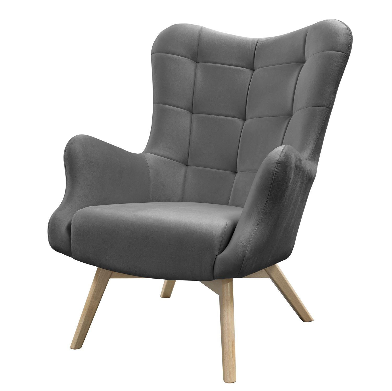 SESSEL SAND mit Buchenbeinen - Dunkelgrau/Buchefarben, Textil (80/105/86cm) - Lookway