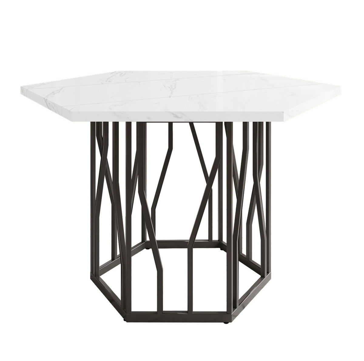 ESSTISCH, MDF in Marmoroptik mit Metallgestell, 115,5/100/75 cm, Schwarz/Weiß - Schwarz, Holzwerkstoff (115.5/100/75cm) - Redom