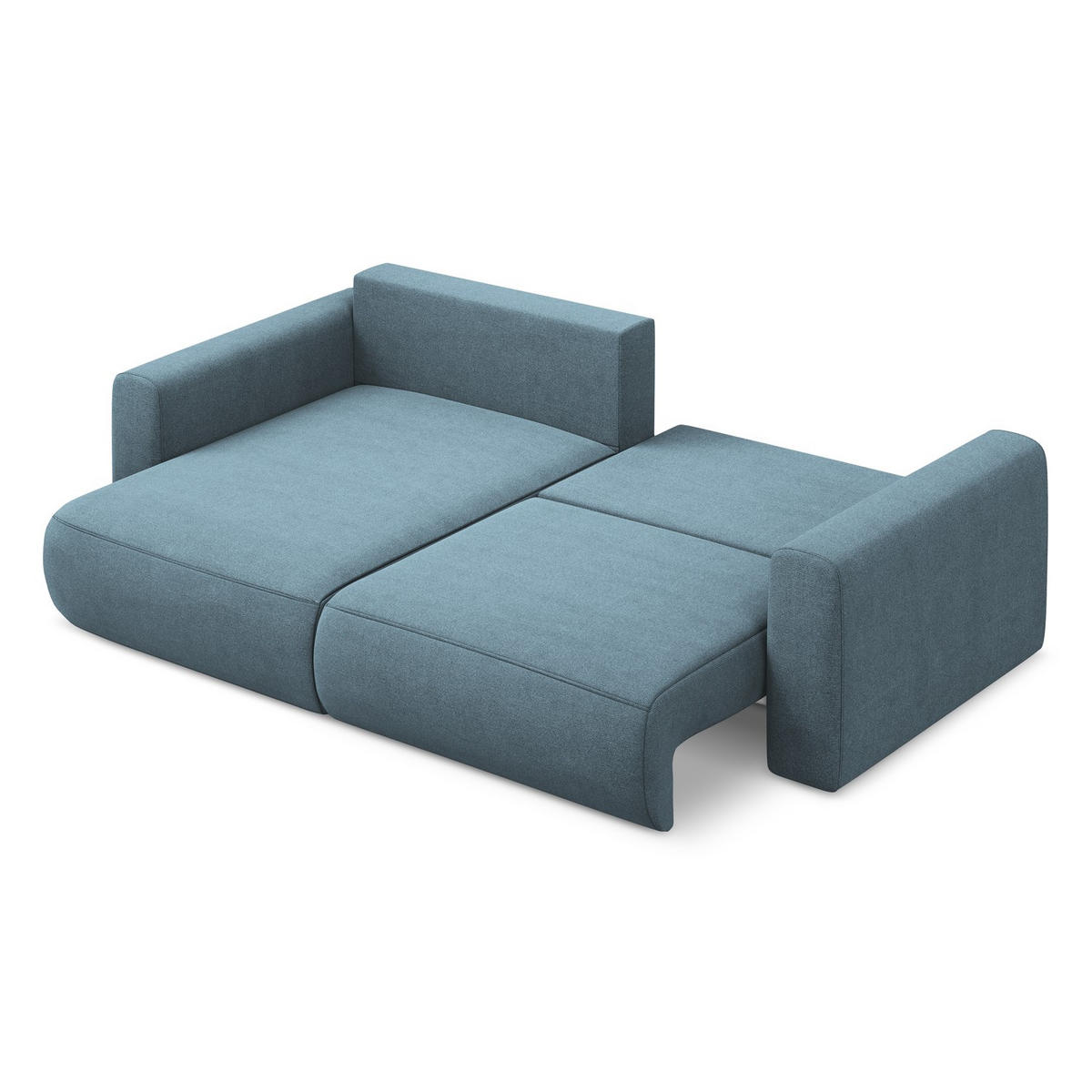 ECKSOFA mit Schlaffunktion Strukturstoff Stoff Blau - Blau/Schwarz, Kunststoff/Textil (149/240cm) - LaMiaSofa