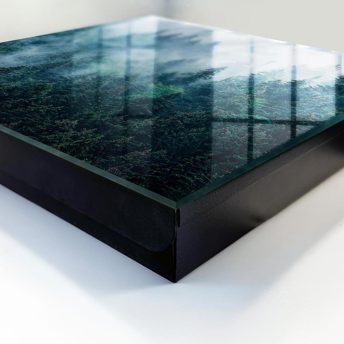 SCHLÜSSELBOX Schwarz 30x30 cm- Türöffnung nach rechts - Grüner Wald - Grün, Metall (30/30/5cm) - TULUP