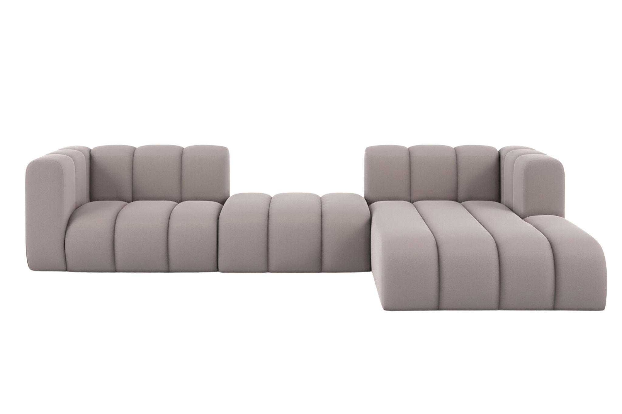 ECKSOFA L-Form Grand L 319 cm, Veloursstoff Salvador, Grau, Rechts - Grau, Holz (319/179cm) - Kaiser Möbel