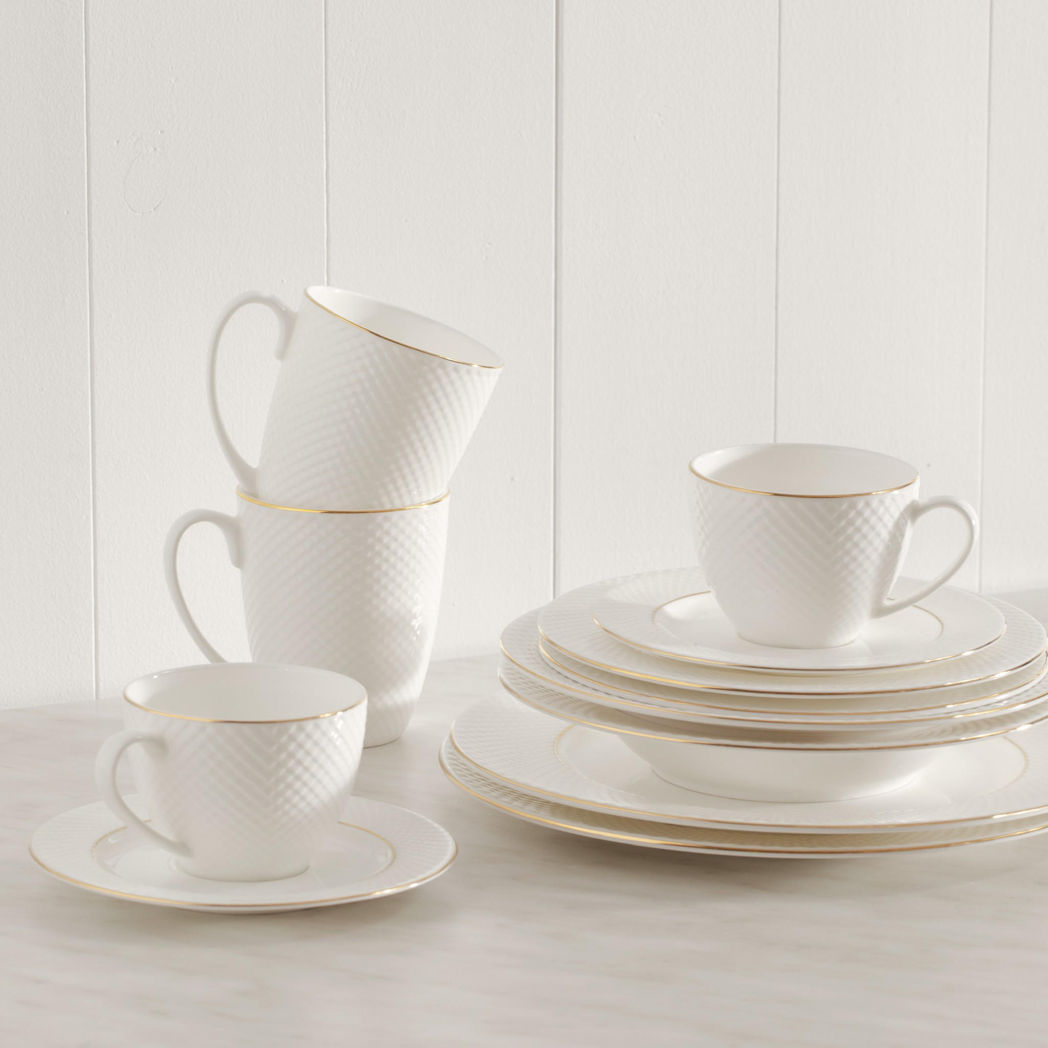 TASSE MIT UNTERTASSE Eleni - Weiß, Keramik (0.22L) - home&you