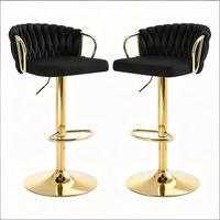 BARHOCKER DE-36090 2er Set drehbar höhenverstellbar mit Samtbezug Schwarz - Schwarz, Metall (49.5/98/50.5cm) - ComfortXL