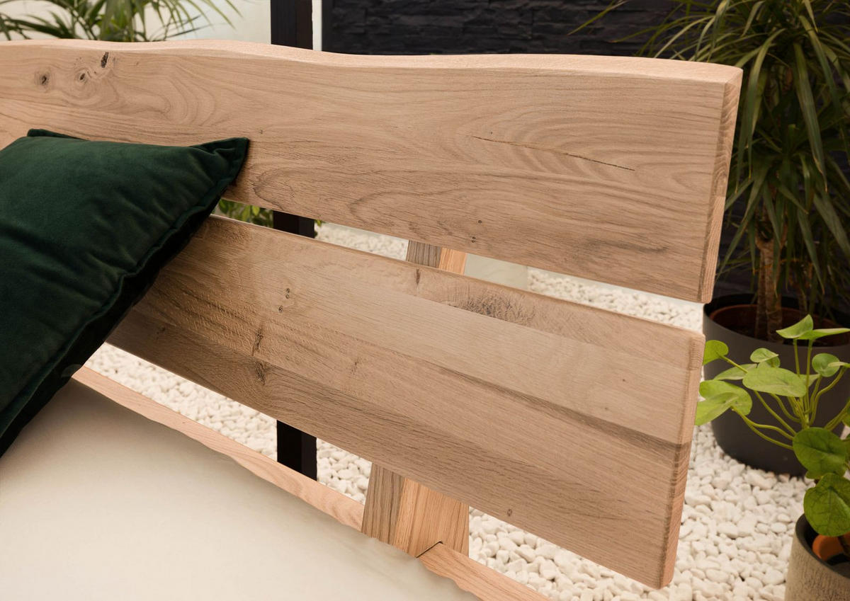BETT Massivholz Wildeiche 200 x 200 x 85 beige BALKENMÖBEL #113 - Beige, Holz (200/200cm) - Massivmoebel24