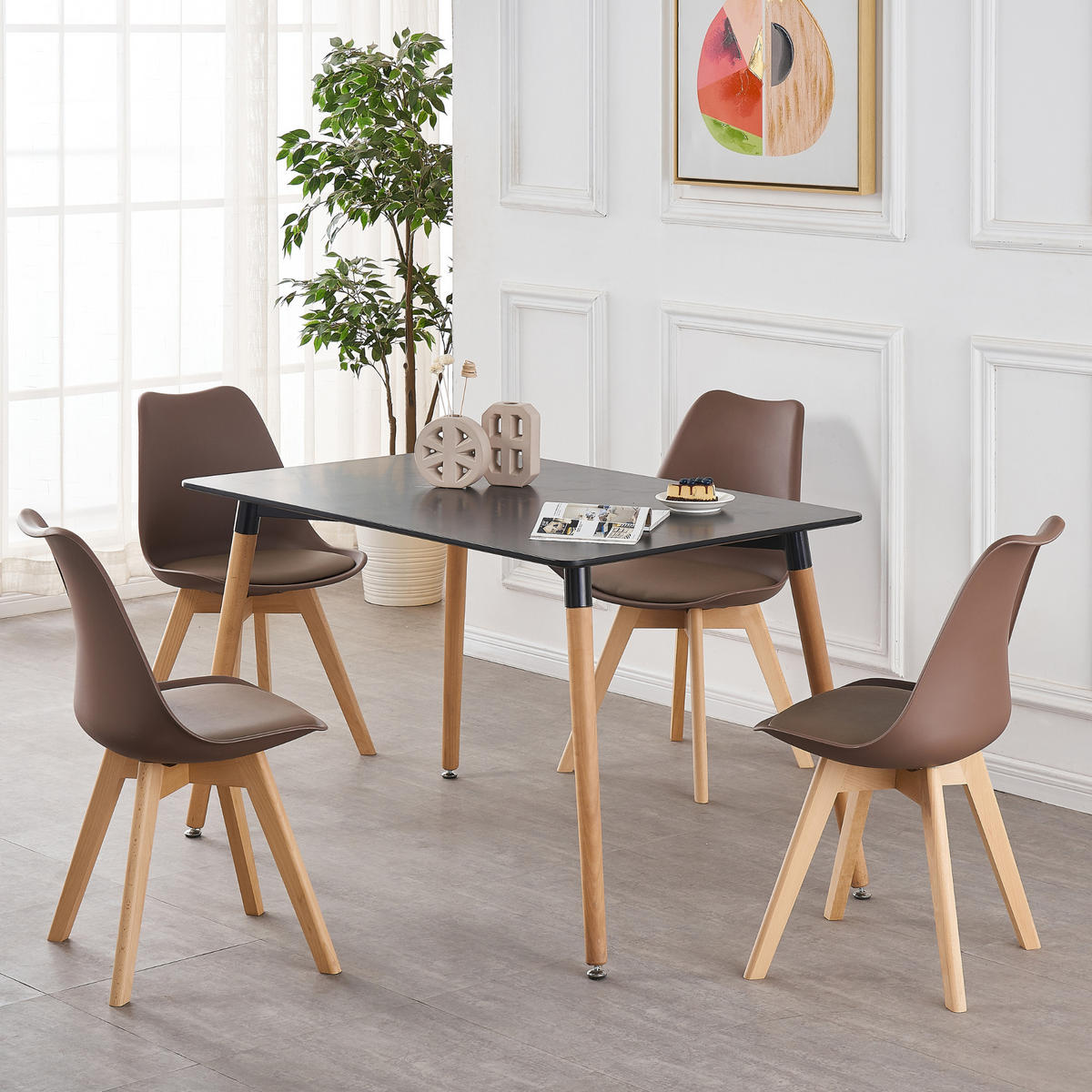 ESSZIMMERSTUHL Kunststoff 4-teilig Braun - Braun, Kunststoff (48/83/44cm) - Life Interiors