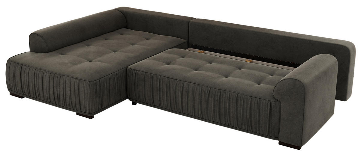 ECKSOFA ORTA Dunkelgrau Velvet - Links - Dunkelgrau/Schwarz, Textil (325/200cm) - MKS