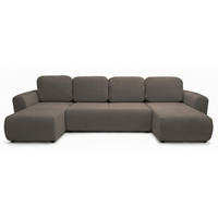 WOHNLANDSCHAFT Olido dunkelbeiger Samt - Schwarz/Cappuccino, Kunststoff/Textil (315/82/150cm) - Selsey