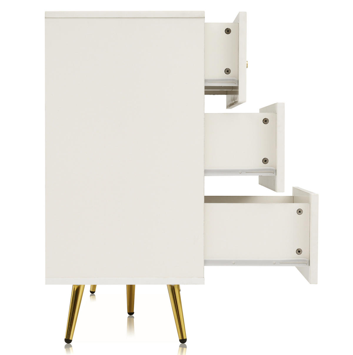 SIDEBOARD 120/38/77 cm mit höhenverstellbaren Böden, Rundbogenfach und verstellbaren Füßen aus MDF, Weiß - Weiß, Holzwerkstoff (120/77/38cm) - Redom