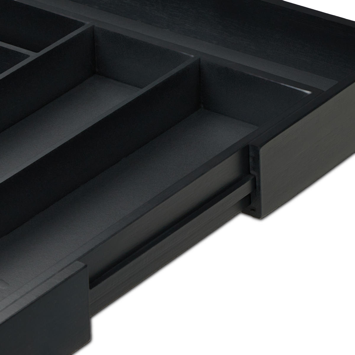 BESTECKKASTEN - Schwarz, Holz/Holzwerkstoff (35/6.5/43.5cm) - Relaxdays