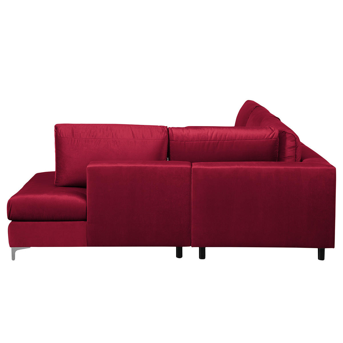 ECKSOFA mit Ottomane - Chromfarben/Bordeaux, Textil/Metall (302/1cm) - home24