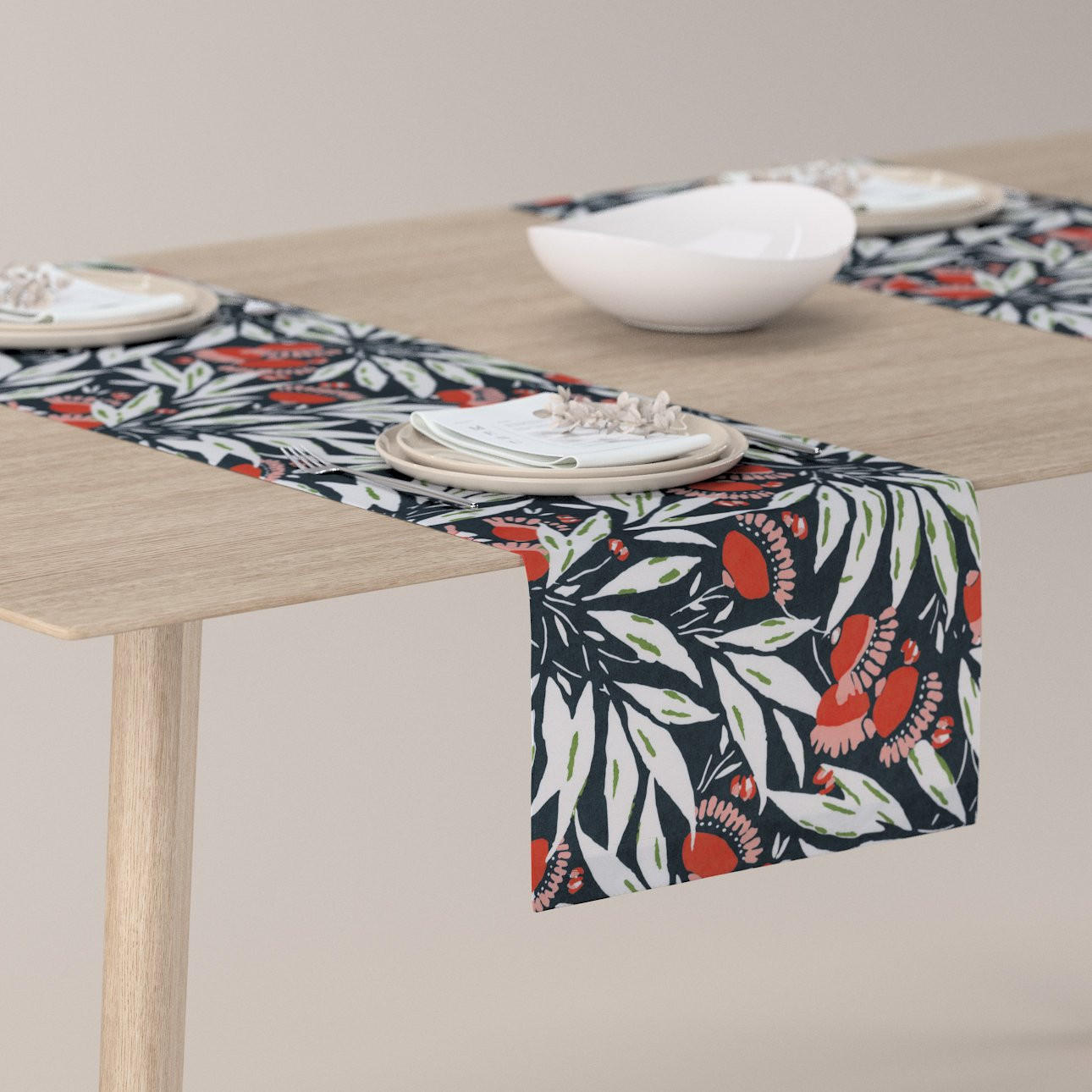 TISCHLÄUFER Eden, blau und weiß, 40x130 cm - Blau, Textil (40/130cm) - Dekoria