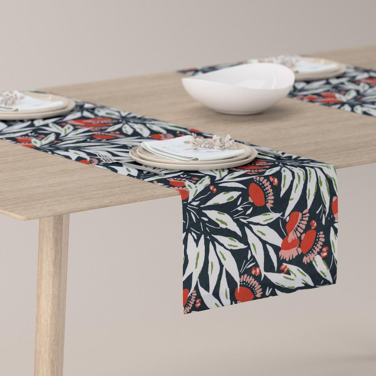 TISCHLÄUFER Eden, blau und weiß, 40x130 cm - Blau, Textil (40/130cm) - Dekoria