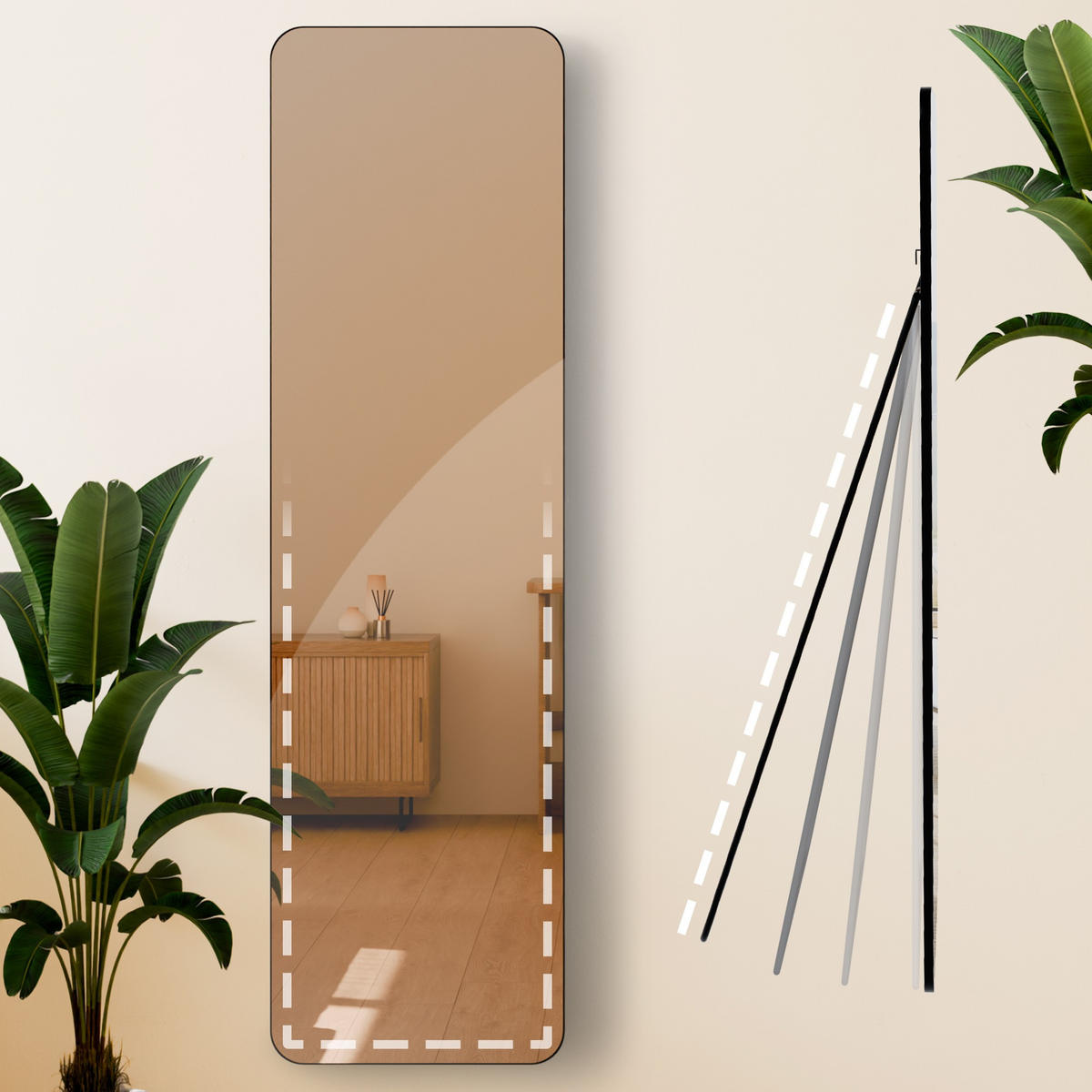 STANDSPIEGEL Murcia Glas Schwarz-matt Ganzkörperspiegel - Schwarz, Glas (40/140/3cm) - DELUKE