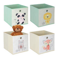 4XKINDERAUFBEWAHRUNGSBOXEN - Multicolor, Wellpappe/Textil (30/30cm) - Relaxdays