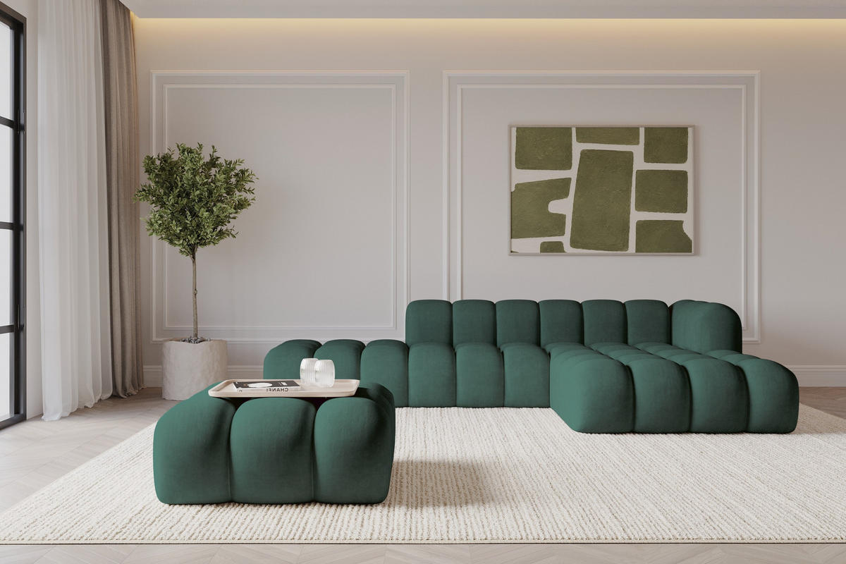 TABURET OLEA-PUF 91x87x44 cm Zelená Velur - černá/tmavě zelená, kompozitní dřevo/textil (91/44/87cm) - ALTDECOR