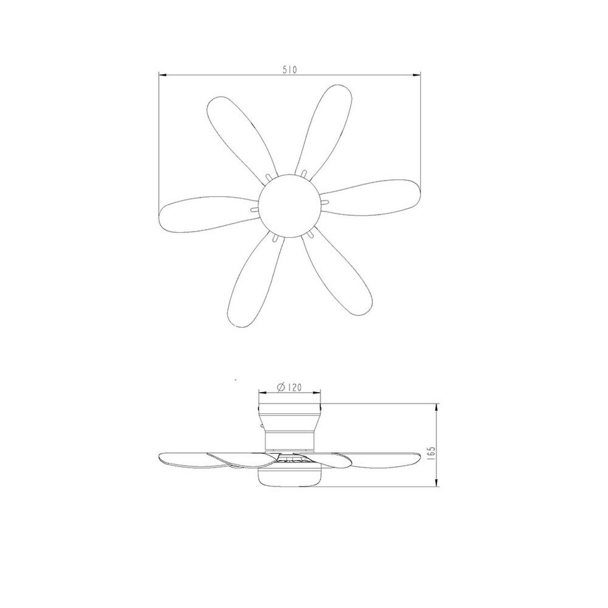 DECKENVENTILATOR DELORES LED, Metall, Weiß matt, 51 cm - Weiß, Metall (51/51/16.5cm) - Globo Lighting