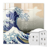 SCHLÜSSELBOX Weiß 30x30 cm – Türöffnung nach rechts - Die große Welle - Blau, Metall (30/30/5cm) - TULUP