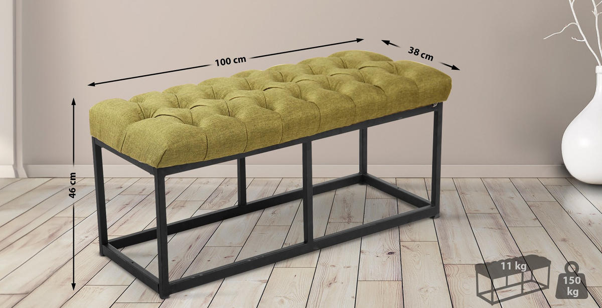 SITZBANK Mexico Stoff Grün - Grün, Textil (100/46/38cm) - DELUKE